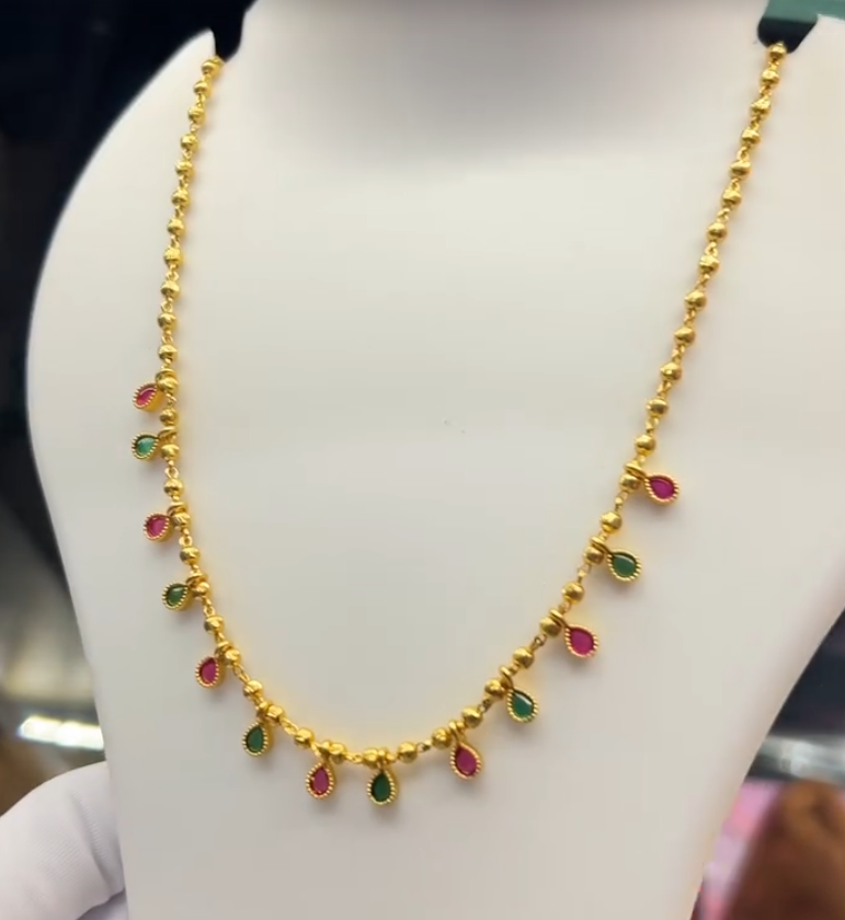Matar Mala Choker Necklace with Pearl Accents