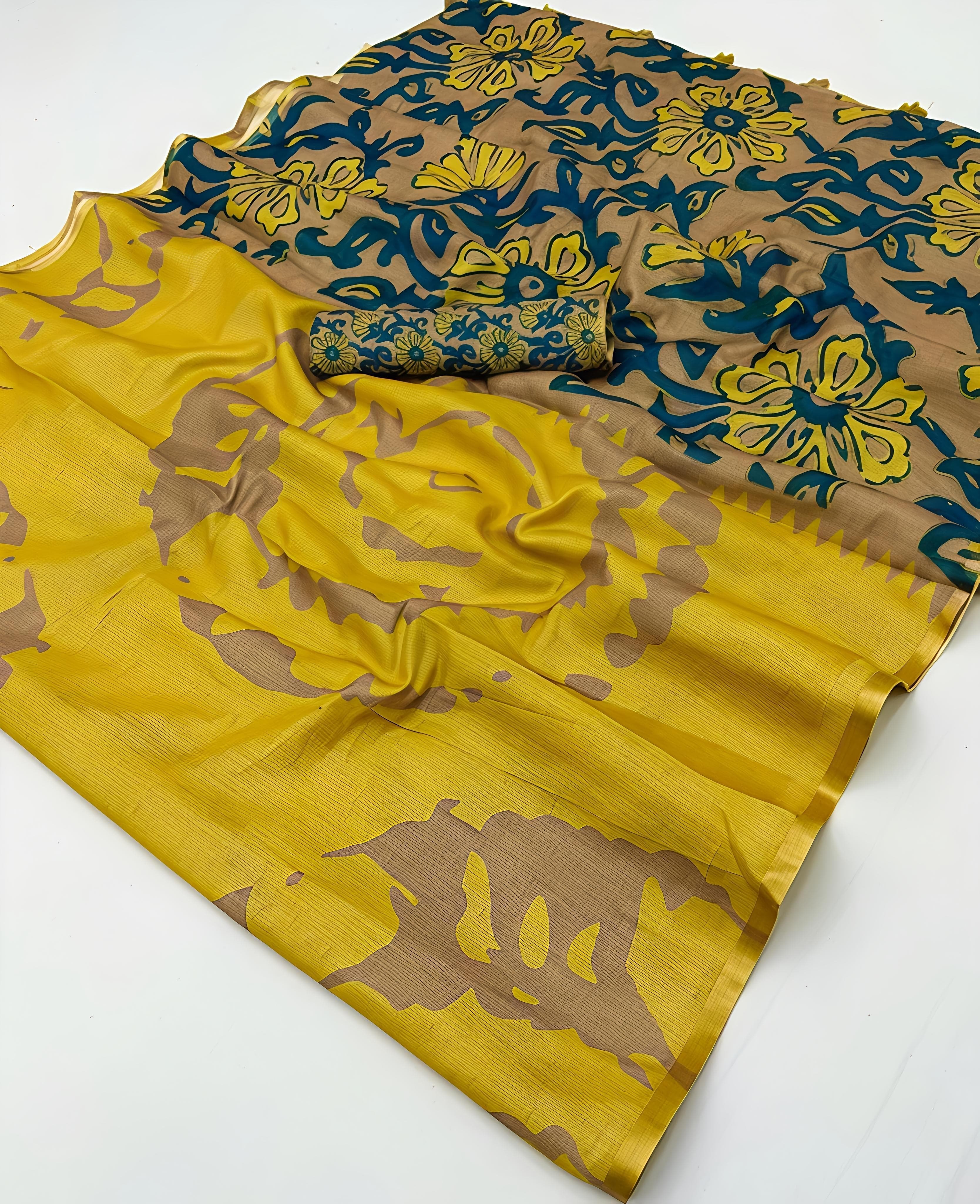 linen metallic cotton saree