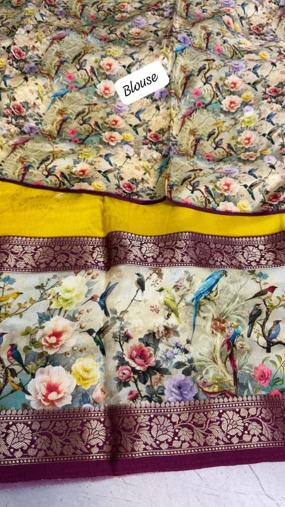 Pure Digital Crape silk sarees