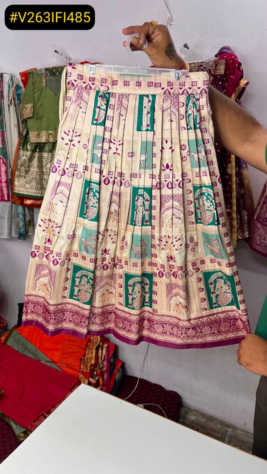 Weaving tissue lehenga for kids